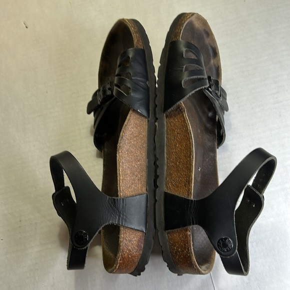 BIRKENSTOCK NAHUM BLACK OILED LEATHER ANKLE STRAPS WOMENS SANDAL SZ 40 - Picture 5 of 11